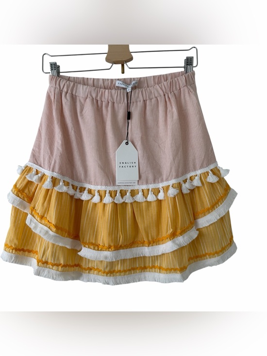 English Factory Dresses & Skirts - NWT English Factory/Anthropologie Pink/Yellow Tassel Mini Skirt- S- MSRP $75